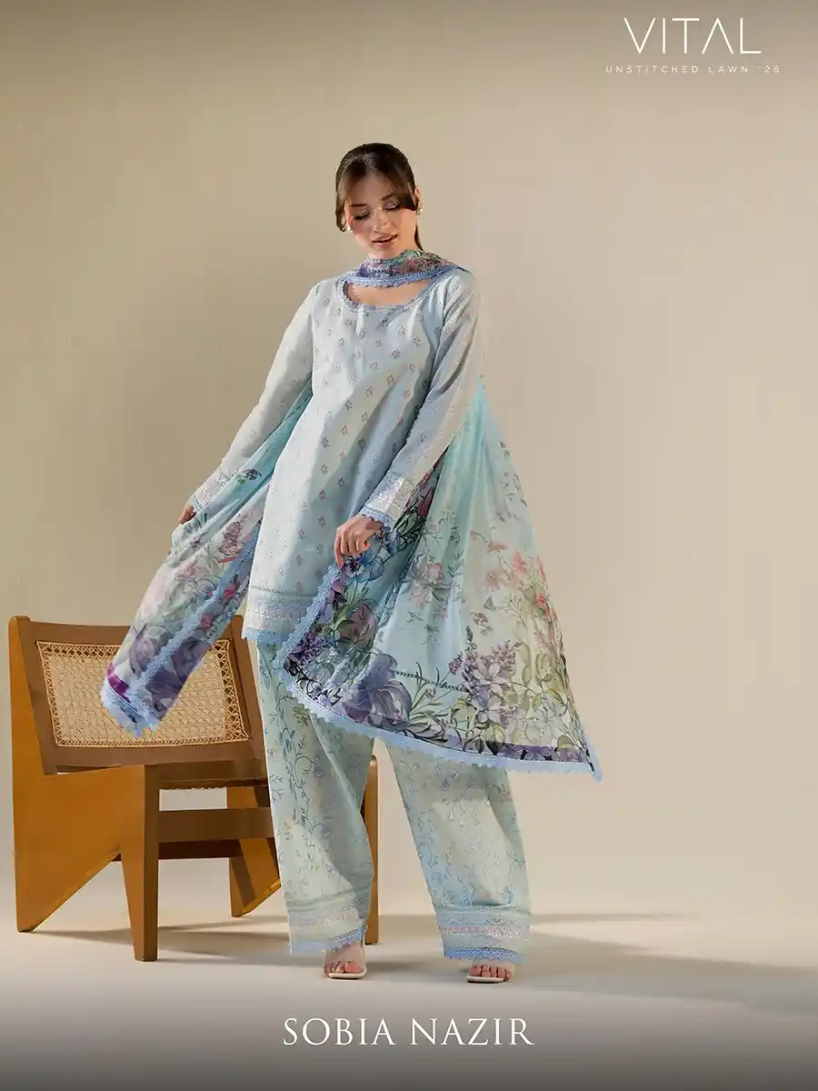 108 VITAL BY SOBIA NAZIR '26 COLLECTION UNSTITCHED LAWN V-10B - Image 1