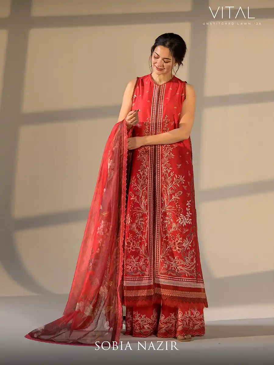124 VITAL BY SOBIA NAZIR '26 COLLECTION UNSTITCHED LAWN V-12A - Image 1