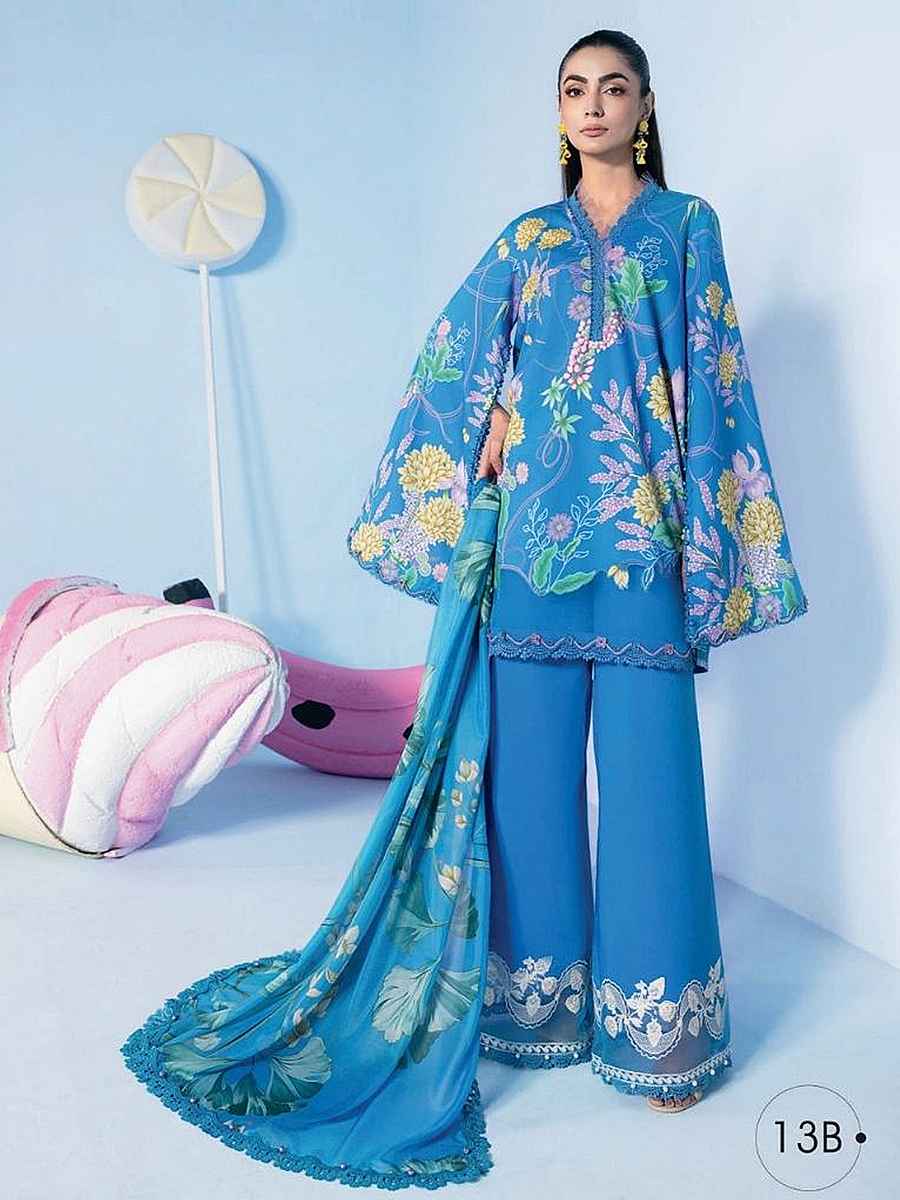 13-B M/BASICS BY MARIA.B SPRING SUMMER ‘26 COLLECTION UNSTITCHED EMBROIDERED LAWN 3 PIECE SUIT MB-CUSV13-13-B - Image 1
