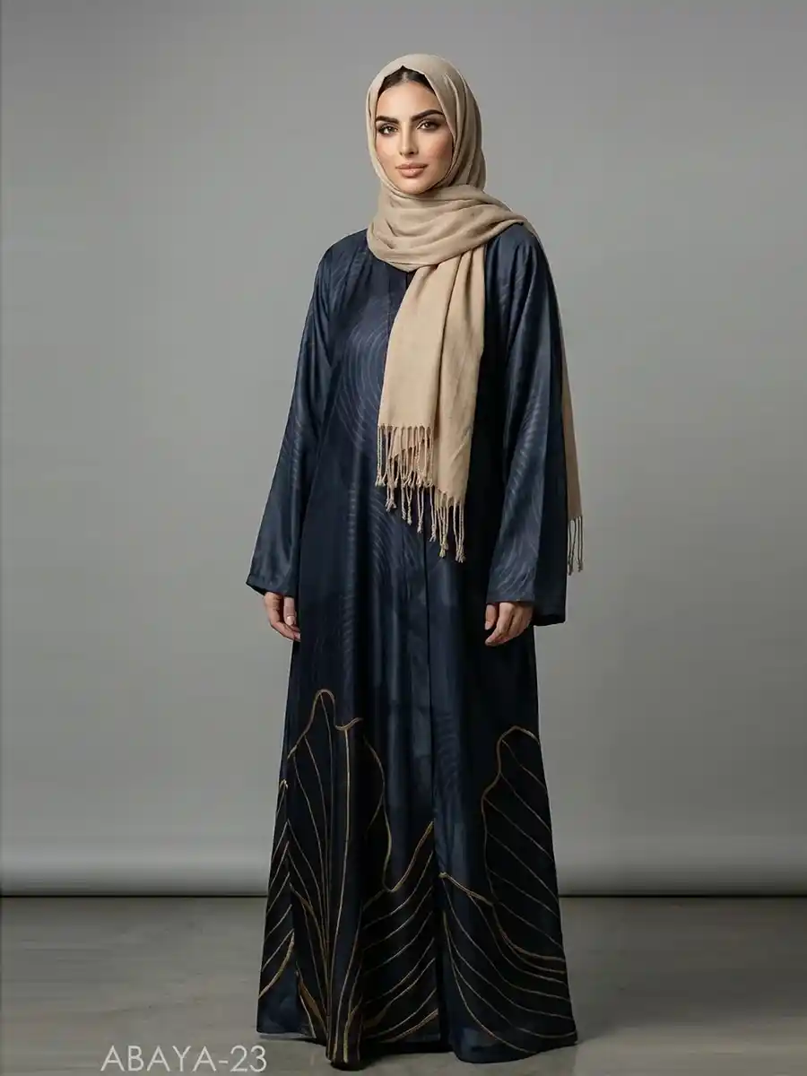 23D ABAYAT v2 by NOORMA KAAMAL Digital Printed Silk Abaya Modest Wear Collection (1pc) - Image 1