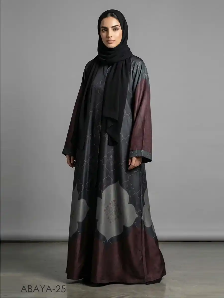 25D ABAYAT v2 by NOORMA KAAMAL Digital Printed Silk Abaya Modest Wear Collection (1pc) - Image 1