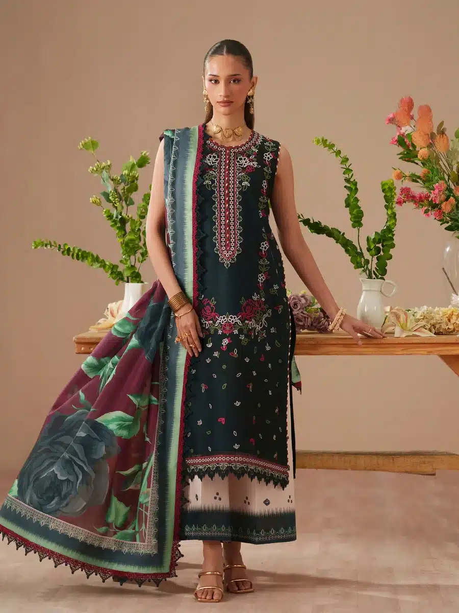 81A JoJo by Bin Ilyas Unstitched Embroidered Lawn 3 Piece Suit Summer Collection’26 - D-81A - Image 1