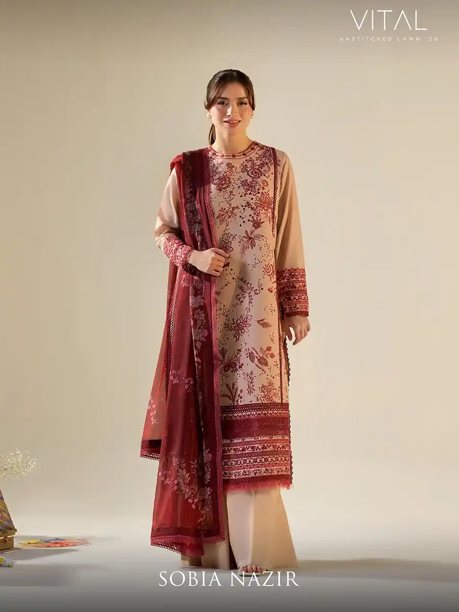92 VITAL BY SOBIA NAZIR '26 COLLECTION UNSTITCHED LAWN V-9A - Image 1