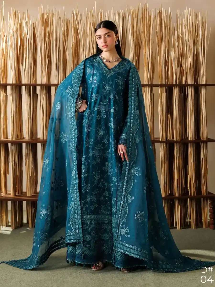 D04 BAROQUE’ Embroidered LAWN '26 Eid Collection Unstitched 3 piece EL26-D04 - Image 1